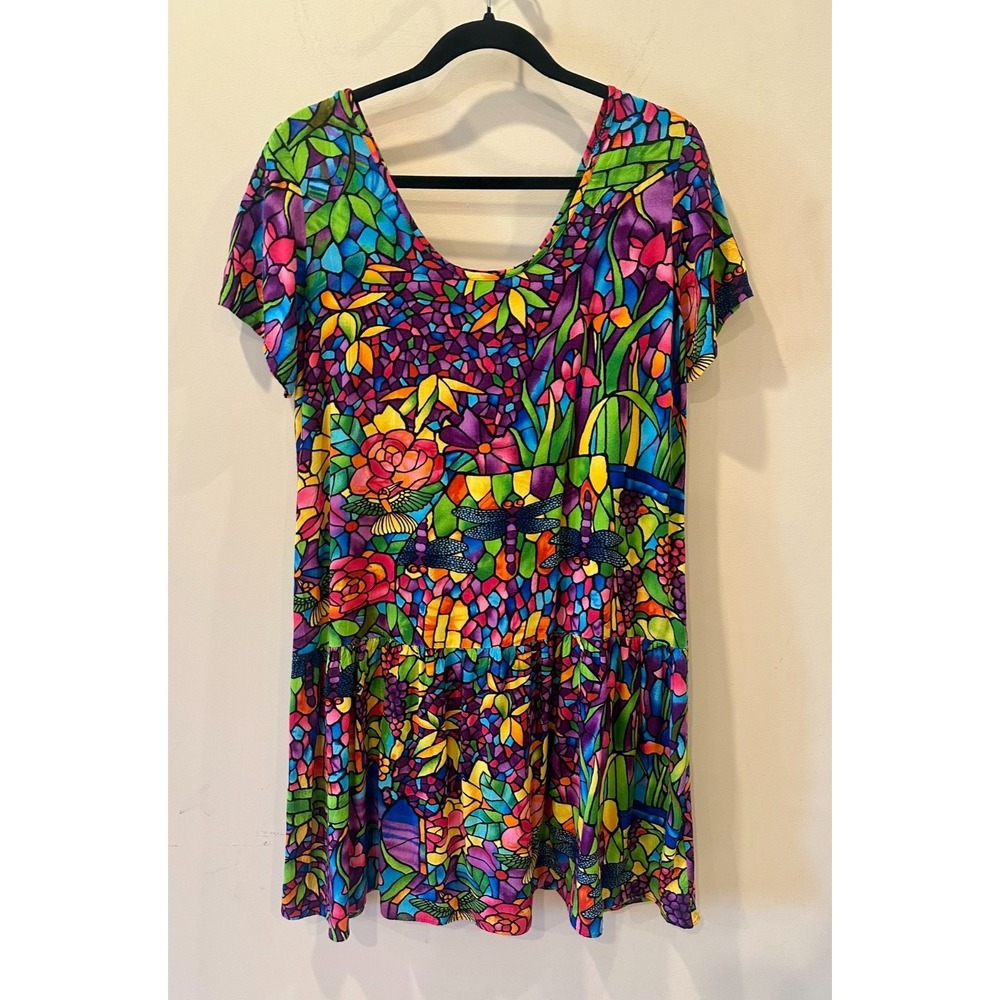 Jams World Hattie "Tiffany" Dress Dragonfly Stained Glass Sz M Wearable Art RARE